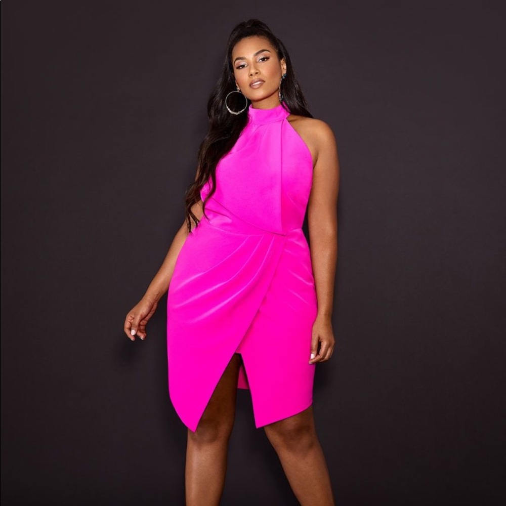 DRAPED HALTER NECK DRESS